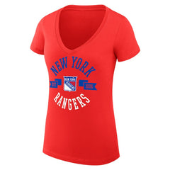 New York Rangers G-III 4Her by Carl Banks Women's Super-Slim Fit Lightweight City Graphic V-Neck T-Shirt