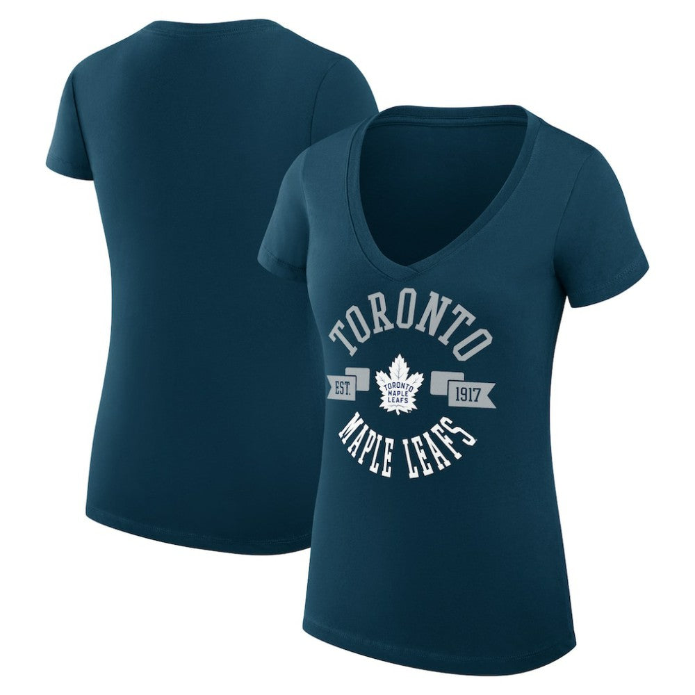 Toronto Maple Leafs G-III 4Her by Carl Banks Women's Super-Slim Fit Lightweight City Graphic V-Neck T-Shirt