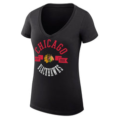Chicago Blackhawks G-III 4Her by Carl Banks Women's Super-Slim Fit Lightweight City Graphic V-Neck T-Shirt