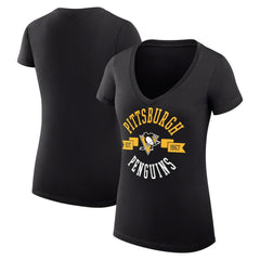 Pittsburgh Penguins G-III 4Her by Carl Banks Women's Super-Slim Fit Lightweight City Graphic V-Neck T-Shirt