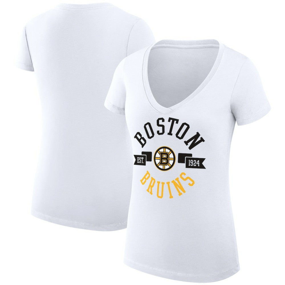 Boston Bruins G-III 4Her by Carl Banks Women's Super-Slim Fit Lightweight City Graphic V-Neck T-Shirt