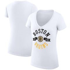 Boston Bruins G-III 4Her by Carl Banks Women's Super-Slim Fit Lightweight City Graphic V-Neck T-Shirt