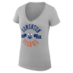 Edmonton Oilers G-III 4Her by Carl Banks Women's Super-Slim Fit Lightweight City Graphic V-Neck T-Shirt