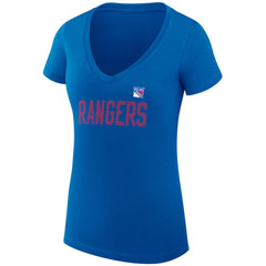 New York Rangers G-III 4Her by Carl Banks Women's Super-Slim Fit Lightweight Dot Print Team V-Neck T-Shirt