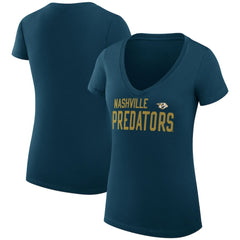 Nashville Predators G-III 4Her by Carl Banks Women's Super-Slim Fit Lightweight Dot Print Team V-Neck T-Shirt