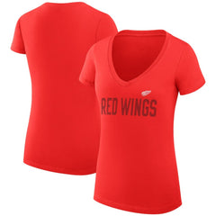 Detroit Red Wings G-III 4Her by Carl Banks Women's Super-Slim Fit Lightweight Dot Print Team V-Neck T-Shirt