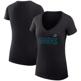 San Jose Sharks G-III 4Her by Carl Banks Women's Super-Slim Fit Lightweight Dot Print Team V-Neck T-Shirt