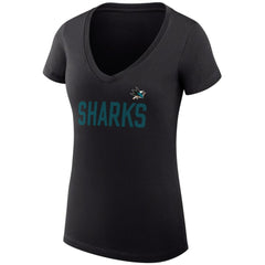 San Jose Sharks G-III 4Her by Carl Banks Women's Super-Slim Fit Lightweight Dot Print Team V-Neck T-Shirt