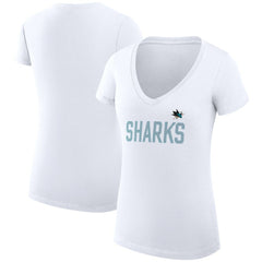 San Jose Sharks G-III 4Her by Carl Banks Women's Super-Slim Fit Lightweight Dot Print Team V-Neck T-Shirt