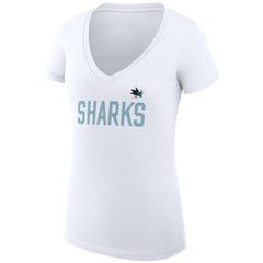 San Jose Sharks G-III 4Her by Carl Banks Women's Super-Slim Fit Lightweight Dot Print Team V-Neck T-Shirt