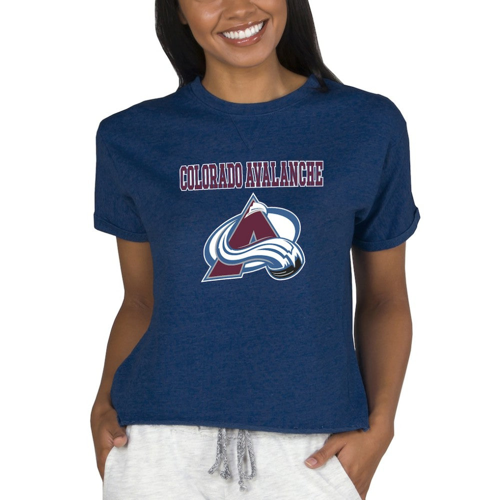 Colorado Avalanche Concepts Sport Women's Tri-Blend Mainstream Terry Short Sleeve Sweatshirt Top