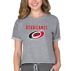Carolina Hurricanes Concepts Sport Women's Tri-Blend Mainstream Terry Short Sleeve Sweatshirt Top