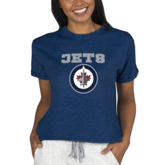 Winnipeg Jets Concepts Sport Women's Tri-Blend Mainstream Terry Short Sleeve Sweatshirt Top