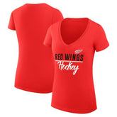 Detroit Red Wings G-III 4Her by Carl Banks Women's Super-Slim Fit Lightweight Graphic V-Neck T-Shirt