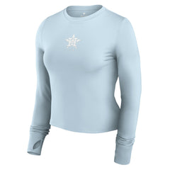 Houston Astros Women's Studio Fitted Long Sleeve Gym Top - Light Blue