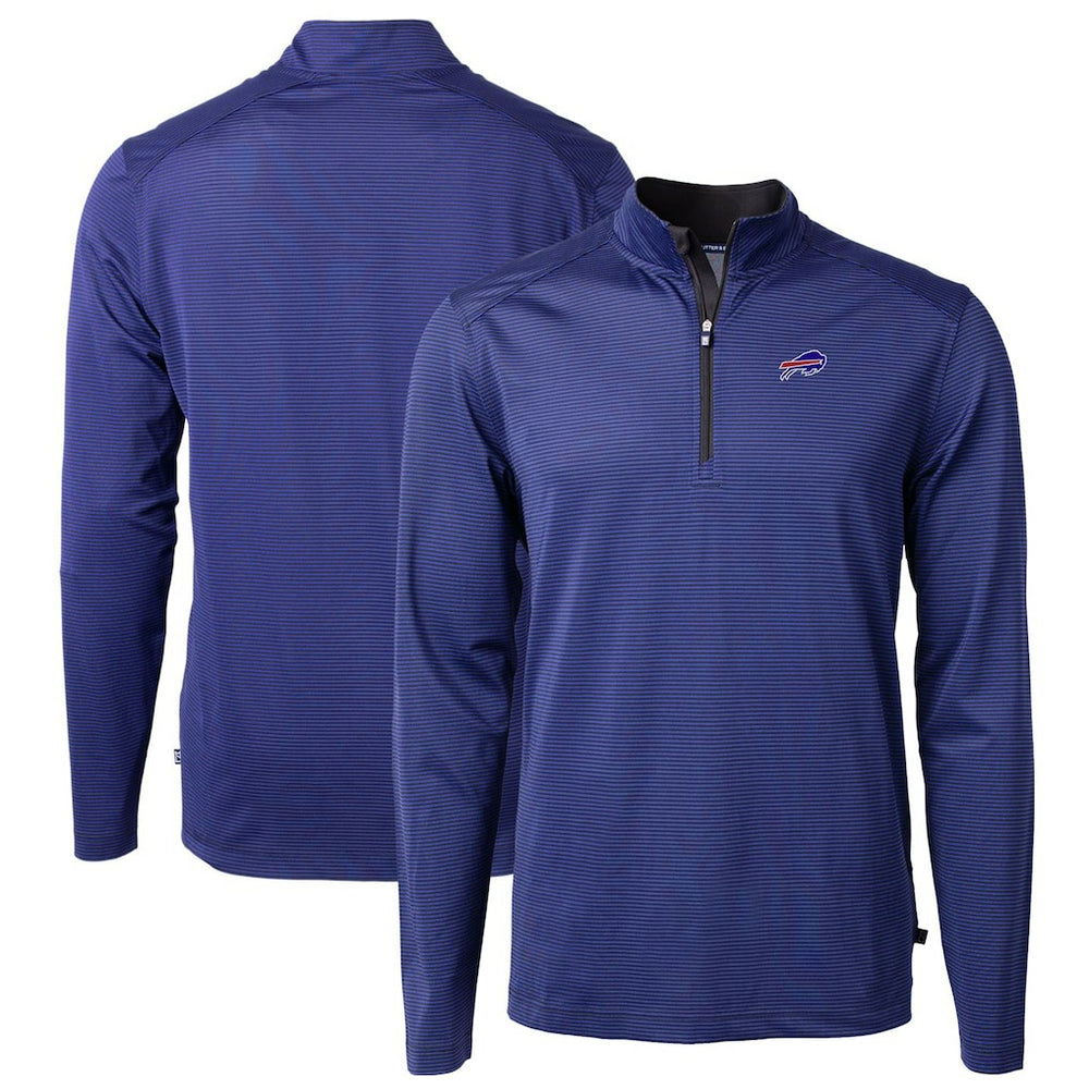 NFL Buffalo Bills Cutter & Buck Virtue Eco Pique Micro Stripe Recycled Quarter-Zip Pullover Top