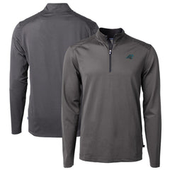NFL Carolina Panthers Cutter & Buck Virtue Eco Pique Micro Stripe Recycled Quarter-Zip Pullover Top