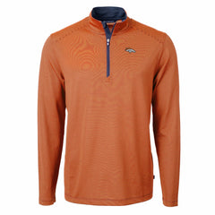 NFL Denver Broncos Cutter & Buck Virtue Eco Pique Micro Stripe Recycled Quarter-Zip Pullover Top