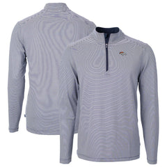 NFL Denver Broncos Cutter & Buck Virtue Eco Pique Micro Stripe Recycled Quarter-Zip Pullover Top