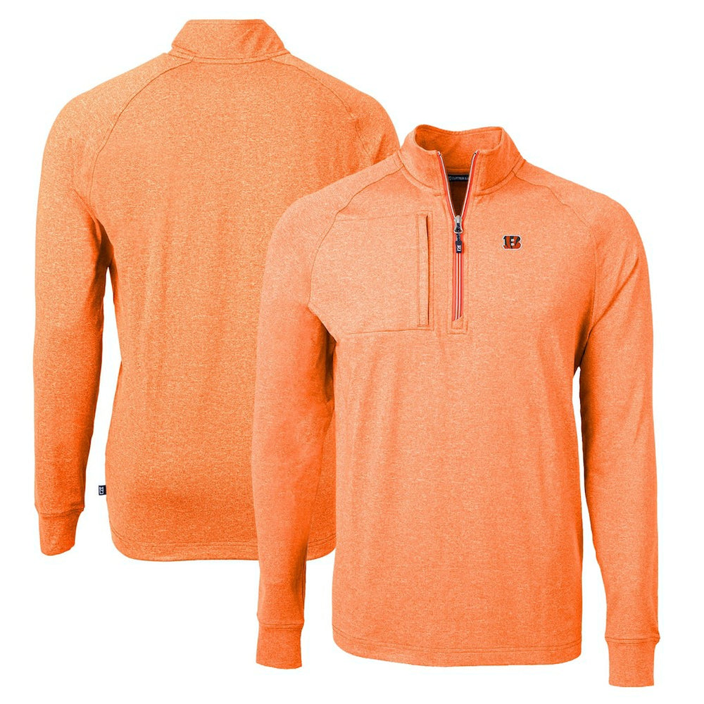 NFL Cincinnati Bengals Cutter & Buck Adapt Eco Knit Quarter-Zip Pullover Top