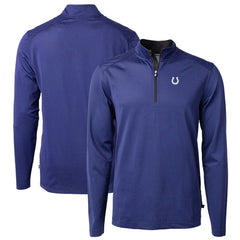 NFL Indianapolis Colts Cutter & Buck Virtue Eco Pique Micro Stripe Recycled Quarter-Zip Pullover Top