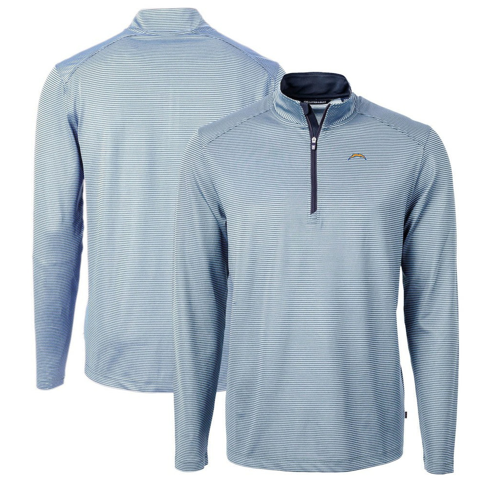 NFL Los Angeles Chargers Cutter & Buck Virtue Eco Pique Micro Stripe Recycled Quarter-Zip Pullover Top