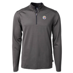 NFL Pittsburgh Steelers Cutter & Buck Virtue Eco Pique Micro Stripe Recycled Quarter-Zip Pullover Top