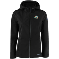 NFL Miami Dolphins Cutter & Buck Women's Evoke Eco Softshell Recycled Full-Zip Hooded Jacket