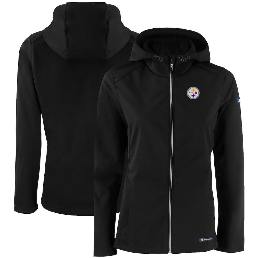 NFL Pittsburgh Steelers Cutter & Buck Women's Evoke Eco Softshell Recycled Full-Zip Hooded Jacket