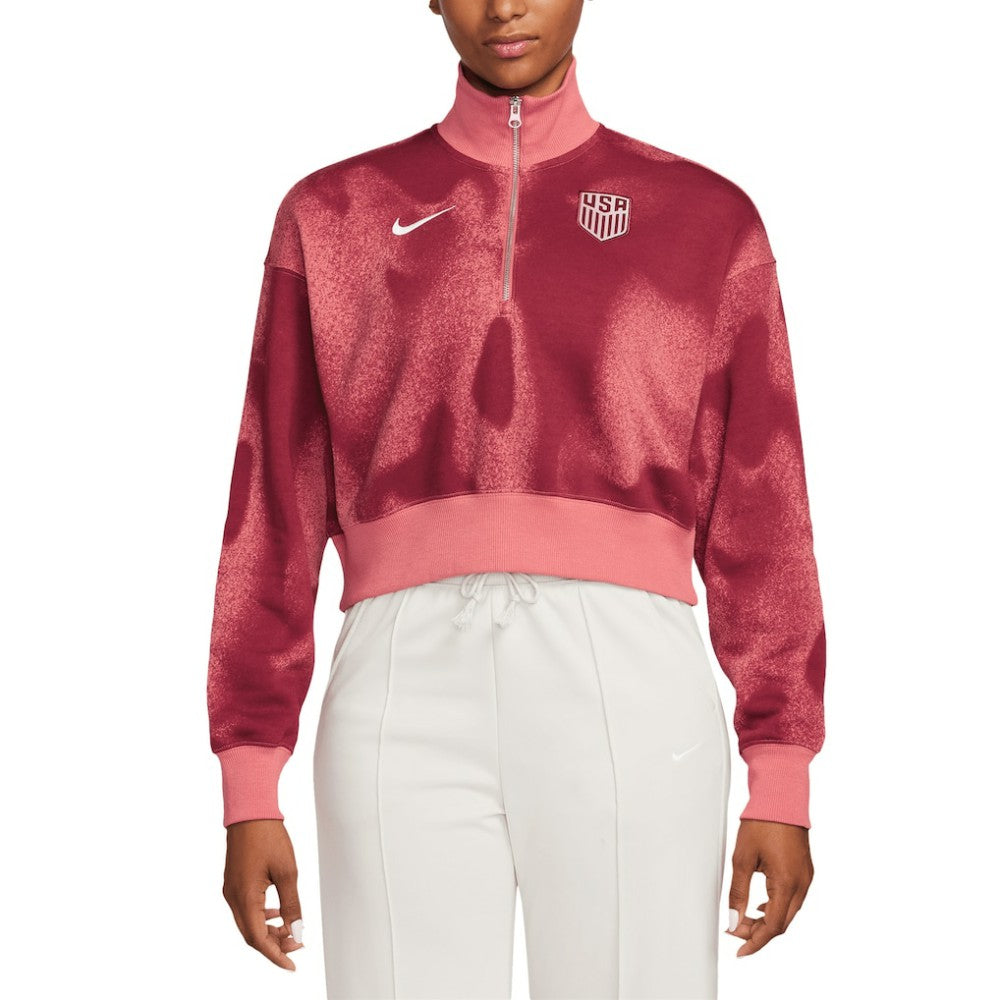 USMNT Women's Phoenix Fleece Cropped Quarter-Zip Jacket / Soccer Outlet
