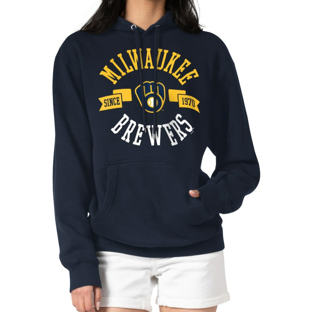 Milwaukee Brewers G-III 4Her by Carl Banks Women's City Graphic Pullover Hoodie - Navy