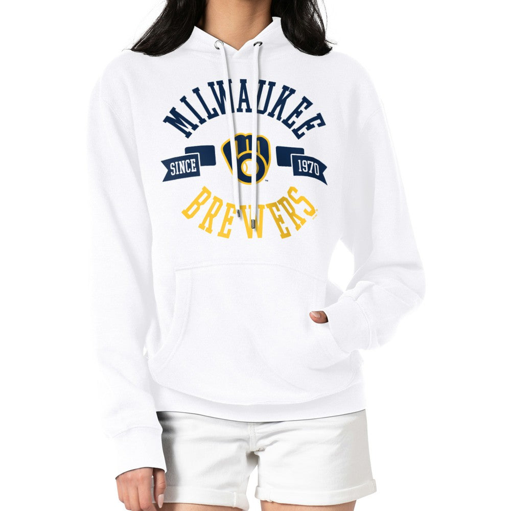 Milwaukee Brewers G-III 4Her by Carl Banks Women's City Graphic Pullover Hoodie - White