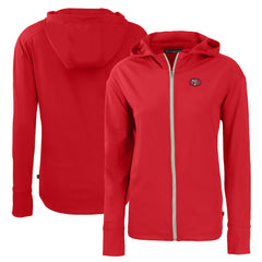NFL San Francisco 49ers Cutter & Buck Women's Throwback Daybreak Eco Recycled Half-Zip Hoodie