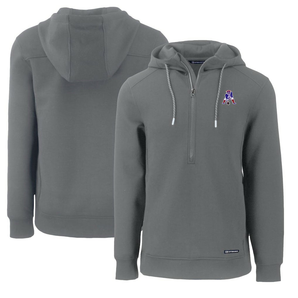 NFL New England Patriots Cutter & Buck Throwback Roam Eco Half-Zip Recycled Pullover Hoodie
