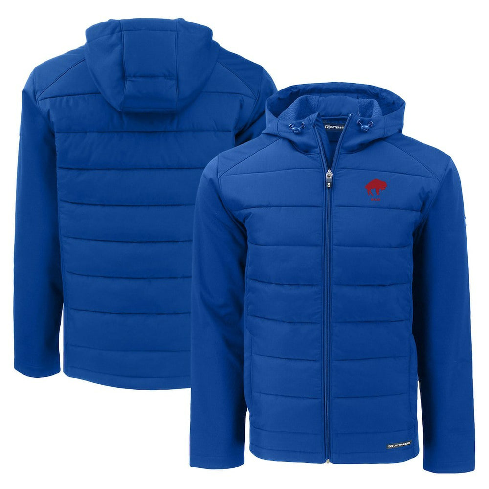 NFL Buffalo Bills Cutter & Buck Throwback Evoke Hybrid Eco Softshell Recycled Full-Zip Hoodie Jacket