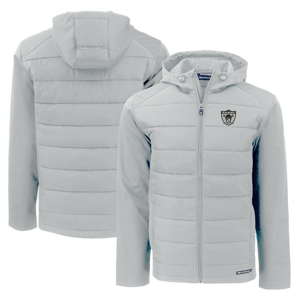 NFL Las Vegas Raiders Cutter & Buck Throwback Evoke Hybrid Eco Softshell Recycled Full-Zip Hoodie Jacket