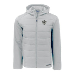 NFL Las Vegas Raiders Cutter & Buck Throwback Evoke Hybrid Eco Softshell Recycled Full-Zip Hoodie Jacket