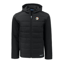 NFL Miami Dolphins Cutter & Buck Throwback Evoke Hybrid Eco Softshell Recycled Full-Zip Hoodie Jacket