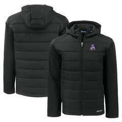 NFL New England Patriots Cutter & Buck Throwback Evoke Hybrid Eco Softshell Recycled Full-Zip Hoodie Jacket