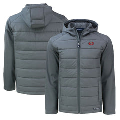 NFL San Francisco 49ers Cutter & Buck Throwback Evoke Hybrid Eco Softshell Recycled Full-Zip Hoodie Jacket