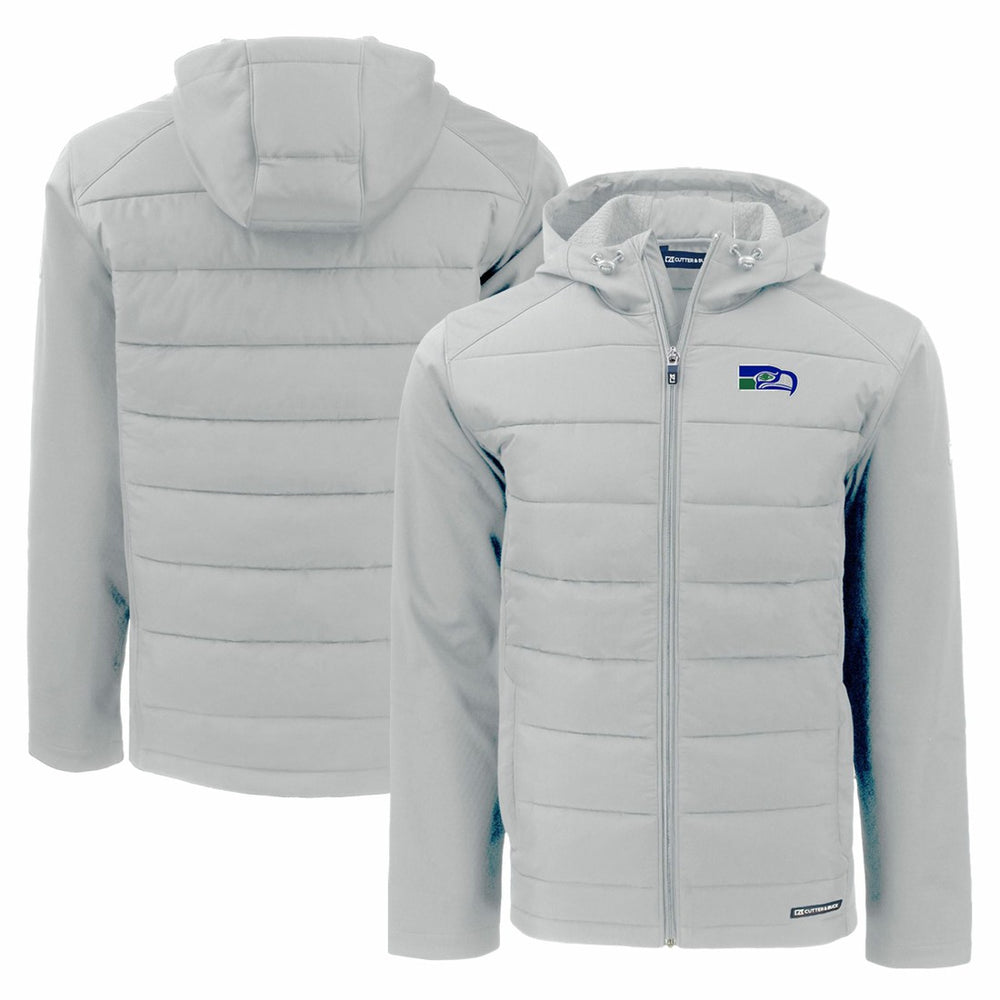 NFL Seattle Seahawks Cutter & Buck Throwback Evoke Hybrid Eco Softshell Recycled Full-Zip Hoodie Jacket