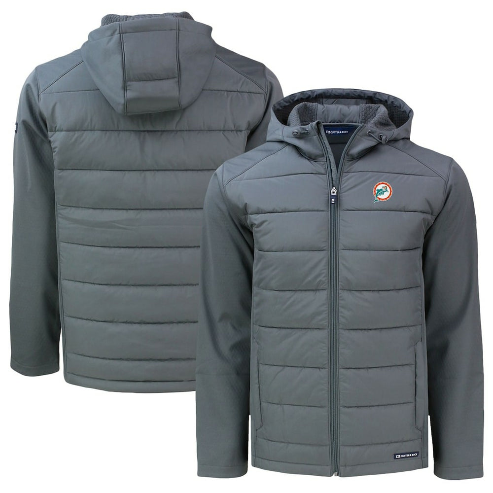 NFL Miami Dolphins Cutter & Buck Throwback Big & Tall Evoke Hybrid Eco Softshell Recycled Full-Zip Hoodie
