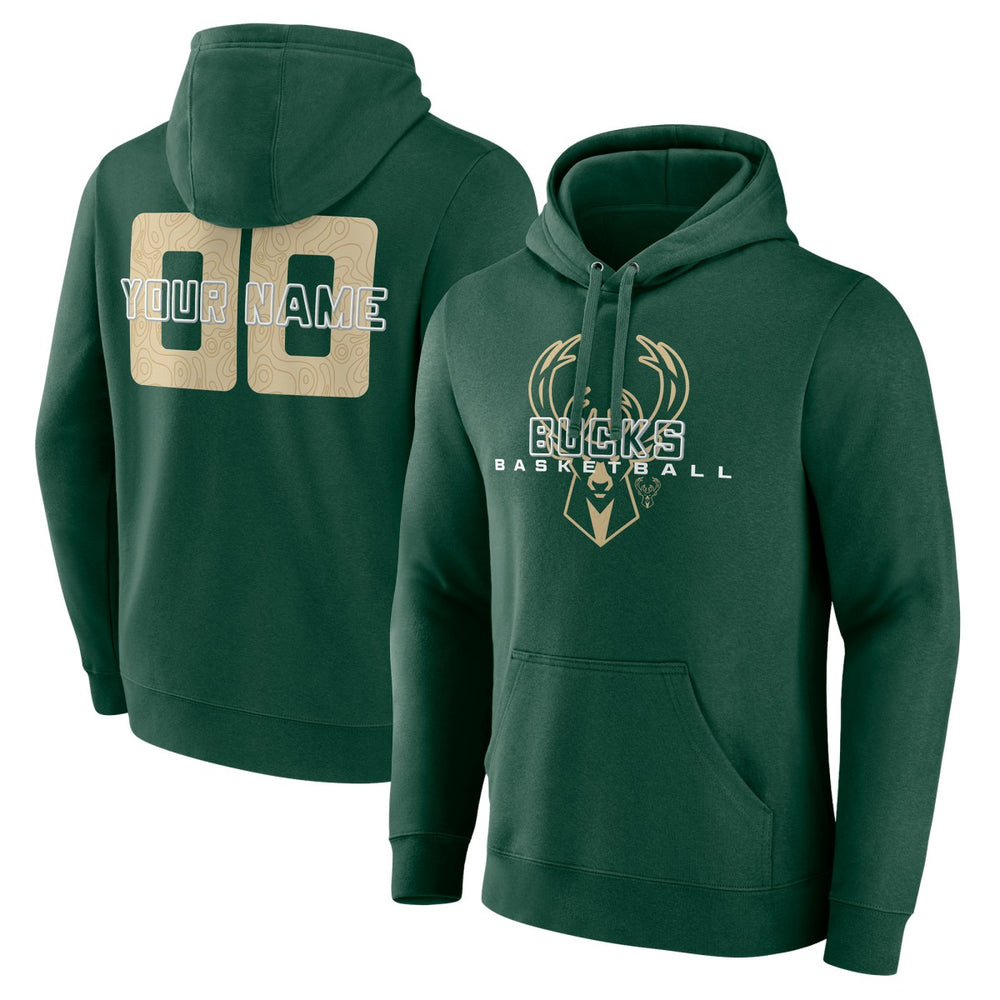 Milwaukee Bucks Stellar Personalized Name & Number Pullover Hoodie - Hunter Green on sale
