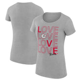 Cincinnati Reds G-III 4Her by Carl Banks Women's Super-Slim Fit Lightweight Love Graphic Team T-Shirt - Heather Gray