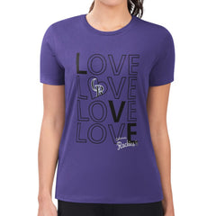 Colorado Rockies G-III 4Her by Carl Banks Women's Super-Slim Fit Lightweight Love Graphic Team T-Shirt - Purple