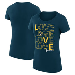 Milwaukee Brewers G-III 4Her by Carl Banks Women's Super-Slim Fit Lightweight Love Graphic Team T-Shirt - Navy
