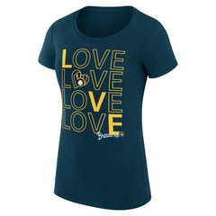 Milwaukee Brewers G-III 4Her by Carl Banks Women's Super-Slim Fit Lightweight Love Graphic Team T-Shirt - Navy