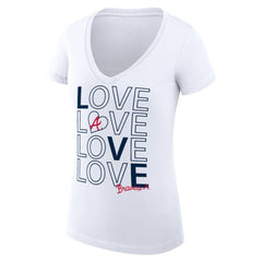 Atlanta Braves G-III 4Her by Carl Banks Women's Super-Slim Fit Lightweight Love Graphic Team V-Neck T-Shirt - White