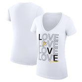 Pittsburgh Pirates G-III 4Her by Carl Banks Women's Super-Slim Fit Lightweight Love Graphic Team V-Neck T-Shirt - White