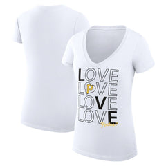 Pittsburgh Pirates G-III 4Her by Carl Banks Women's Super-Slim Fit Lightweight Love Graphic Team V-Neck T-Shirt - White